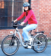 A drop-frame style electric bike with integrated battery