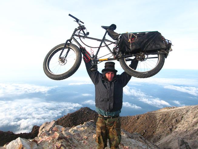 At the top of Tajumulco Volcano, Riding the Spine
